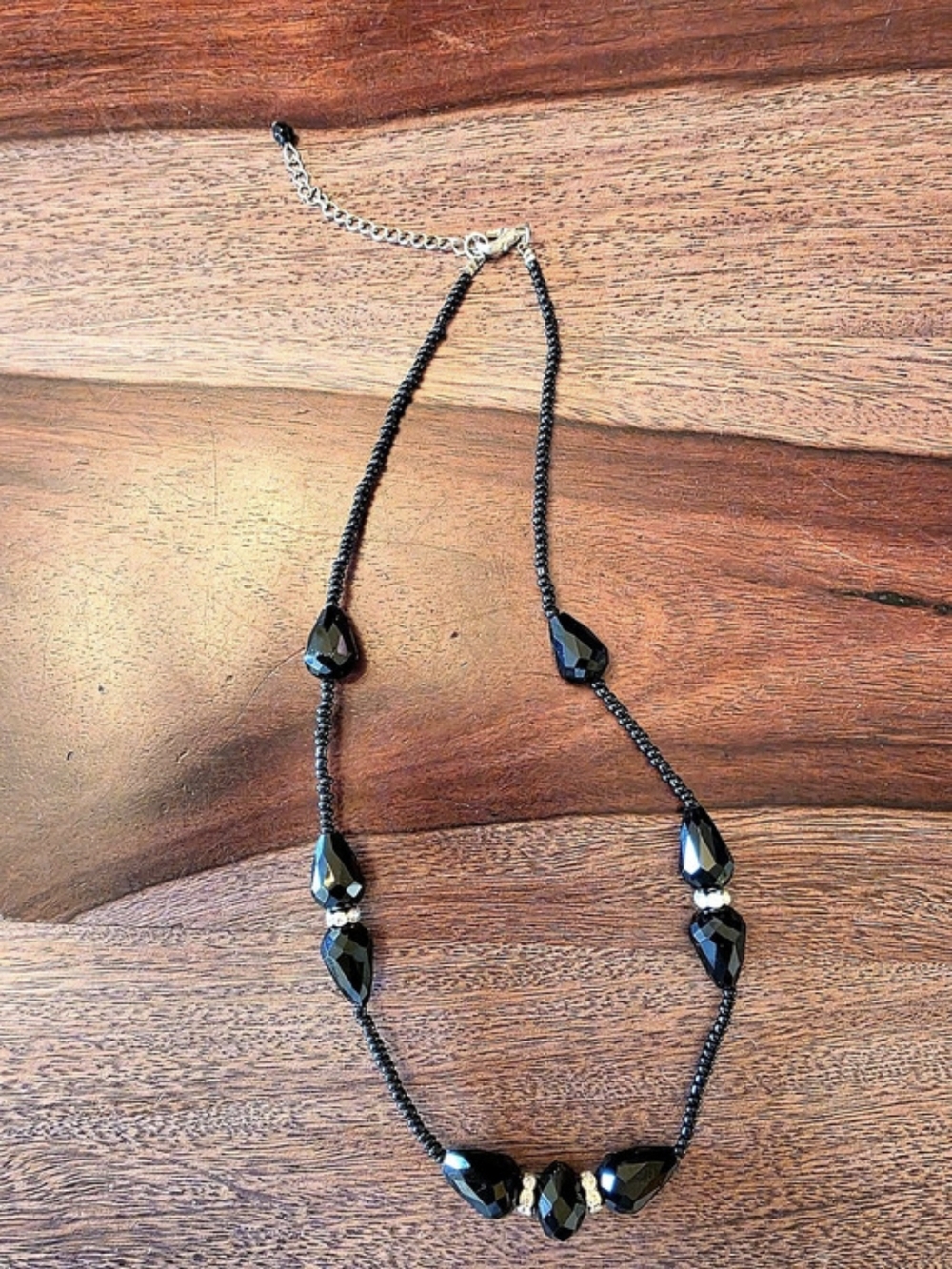 Vintage Black Beaded Statement Necklace Like New